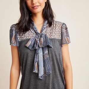 EUC Anthropologie Tiny Joy Neck-Tie Women’s Top